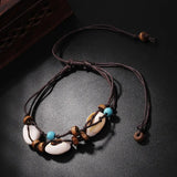 Vintage Ethnic Wooden Beads Turquoise Beaded Anklet for Women