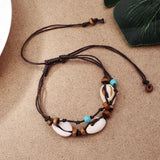 Vintage Ethnic Wooden Beads Turquoise Beaded Anklet for Women