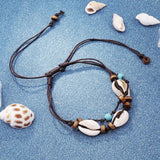 Vintage Ethnic Wooden Beads Turquoise Beaded Anklet for Women