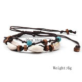 Vintage Ethnic Wooden Beads Turquoise Beaded Anklet for Women