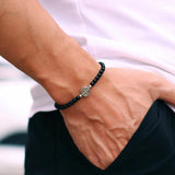 4mm Wood Beaded Cross Bracelet Unisex Minimalist Design