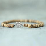 4mm Wood Beaded Cross Bracelet Unisex Minimalist Design