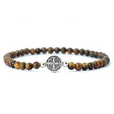 4mm Wood Beaded Cross Bracelet Unisex Minimalist Design
