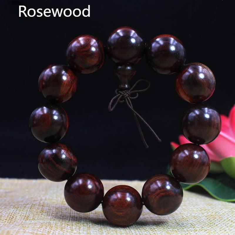 Green Sandalwood Rosewood Wood Ebony 20mm 12 Pieces Buddhas Meditation Bracelet