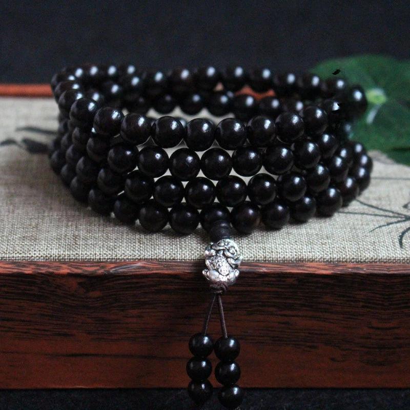 Sandalwood Necklace Rosewood Buddhism 108 Buddha Pendant Meditation Bracelet