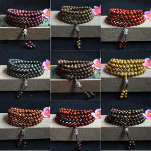 Sandalwood Necklace Rosewood Buddhism 108 Buddha Pendant Meditation Bracelet
