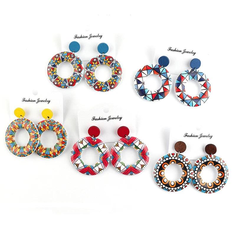 Lovely African Beaded Wooden Earrings Stud Earrings - Mixed Colors