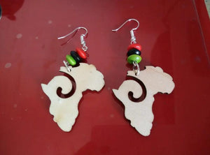 African Map Wooden Earrings