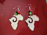 African Map Wooden Earrings