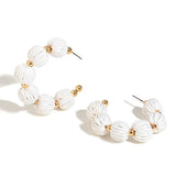 Yellow Raffia Bead Hoop Earrings Geometric Round Circle Jewelry