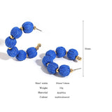 Yellow Raffia Bead Hoop Earrings Geometric Round Circle Jewelry