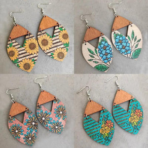 Striped Bonnet Sunflower Earrings for Women