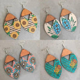Striped Bonnet Sunflower Earrings for Women