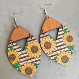 Striped Bonnet Sunflower Earrings for Women