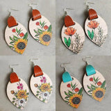 Striped Bonnet Sunflower Earrings for Women