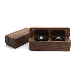 Wood Ring Box for 2 Rings Slim Ring Storage Modern Wedding Wooden Box