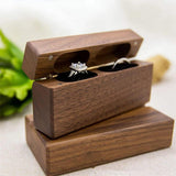 Wood Ring Box for 2 Rings Slim Ring Storage Modern Wedding Wooden Box