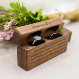 Wood Ring Box for 2 Rings Slim Ring Storage Modern Wedding Wooden Box