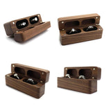 Wood Ring Box for 2 Rings Slim Ring Storage Modern Wedding Wooden Box