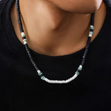 Wood Beads Necklace for Men Choker Strand Neck Chain Jewelry