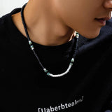 Wood Beads Necklace for Men Choker Strand Neck Chain Jewelry