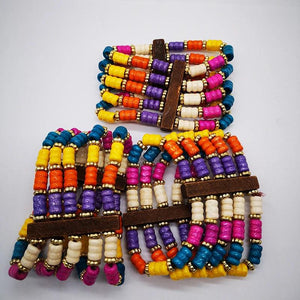 African Wooden Beaded Bracelets - Handmade Ethnic Tribal Jewelry