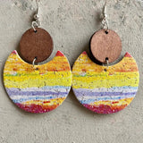 Colorful Cork Circle Moon Earrings for Women
