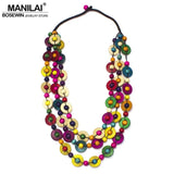 Bohemian Coconut Shell Wood Bead Pendant Necklaces
