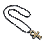 Men's Brown Wooden Ankh Cross Pendant Necklace Hip Hop Egyptian Jewelry