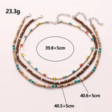 Boho Layered Wooden Bead Necklace Set Vintage Choker Jewelry