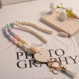 Heart Beads Keychain Pendent Wooden Lanyards Id Badges Boho Nurse Jewelry