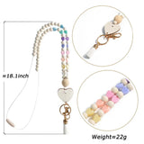 Heart Beads Keychain Pendent Wooden Lanyards Id Badges Boho Nurse Jewelry
