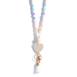 Heart Beads Keychain Pendent Wooden Lanyards Id Badges Boho Nurse Jewelry