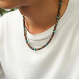 Brown Wood Beads Beaded Clavicle Necklace Men's Jewelry