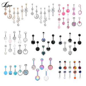 12pc Dangle Belly Ring Pack 14G Navel Piercing Bulk Sexy Belly Ring Set