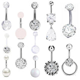 12pc Dangle Belly Ring Pack 14G Navel Piercing Bulk Sexy Belly Ring Set