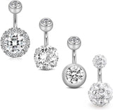 6 Pcs CZ Navel Rings Belly Button Rings 14G Stainless Steel Body Piercing