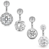 6 Pcs CZ Navel Rings Belly Button Rings 14G Stainless Steel Body Piercing