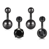 6 Pcs CZ Navel Rings Belly Button Rings 14G Stainless Steel Body Piercing