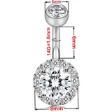 6 Pcs CZ Navel Rings Belly Button Rings 14G Stainless Steel Body Piercing