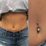 6 Pcs CZ Navel Rings Belly Button Rings 14G Stainless Steel Body Piercing