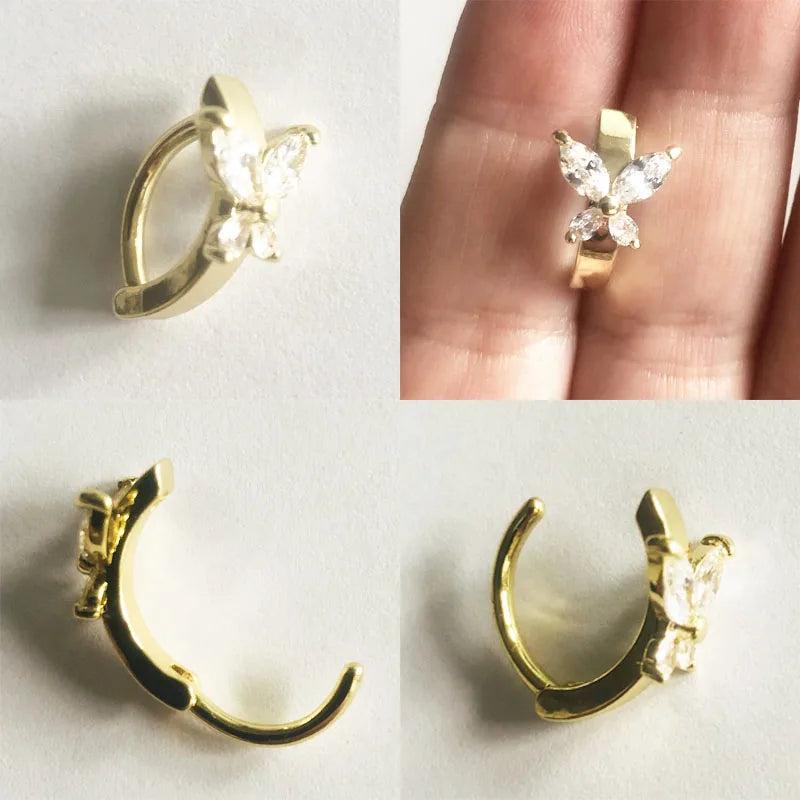 Butterfly Heart Navel Ring Stainless Steel Belly Button Piercing