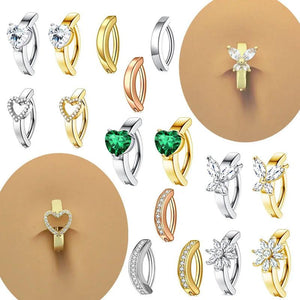 Butterfly Heart Navel Ring Stainless Steel Belly Button Piercing