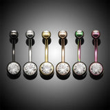 G23 Titanium Crystal Gem Navel Ring Belly Piercing - Sexy Body Jewelry