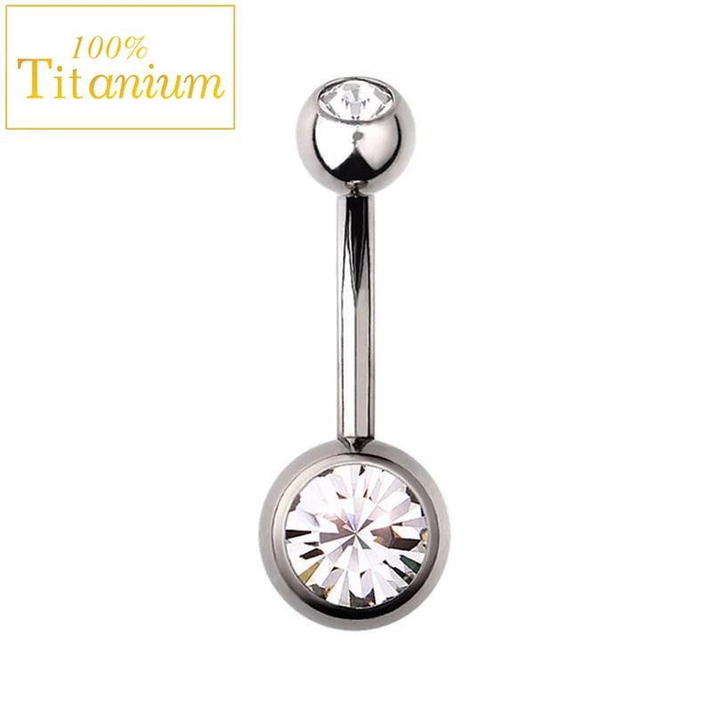 F136 Titanium Navel Ring Crystal Belly Button Rings 6-16mm