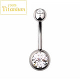 F136 Titanium Navel Ring Crystal Belly Button Rings 6-16mm
