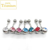 F136 Titanium Navel Ring Crystal Belly Button Rings 6-16mm