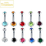 F136 Titanium Navel Ring Crystal Belly Button Rings 6-16mm