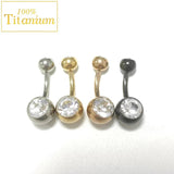 F136 Titanium Navel Ring Crystal Belly Button Rings 6-16mm