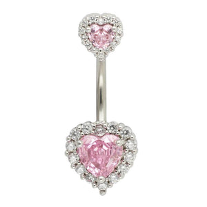 Heart Navel Ring Surgical Stainless Steel CZ Belly Piercing Jewelry